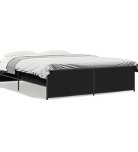 Bettgestell Schwarz 150x200 cm Holzwerkstoff und Metall