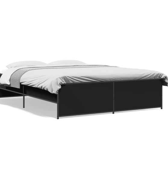 Bettgestell Schwarz 150x200 cm Holzwerkstoff und Metall