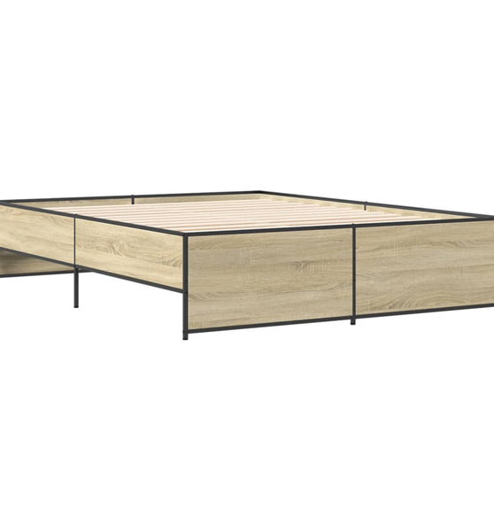 Bettgestell Sonoma-Eiche 150x200 cm Holzwerkstoff und Metall