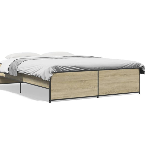 Bettgestell Sonoma-Eiche 150x200 cm Holzwerkstoff und Metall