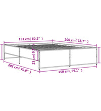 Bettgestell Räuchereiche 150x200 cm Holzwerkstoff und Metall