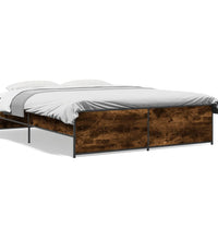 Bettgestell Räuchereiche 150x200 cm Holzwerkstoff und Metall