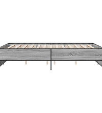 Bettgestell Grau Sonoma 150x200 cm Holzwerkstoff und Metall