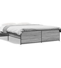 Bettgestell Grau Sonoma 150x200 cm Holzwerkstoff und Metall