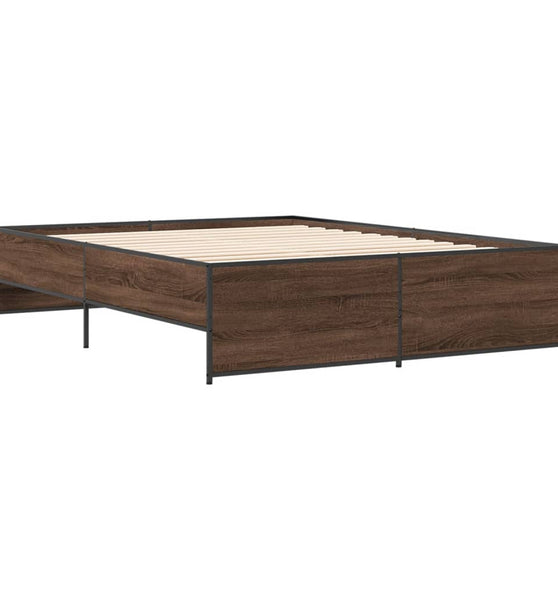 Bettgestell Braun Eichen-Optik 150x200 cm Holzwerkstoff Metall