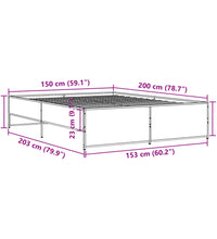 Bettgestell Braun Eichen-Optik 150x200 cm Holzwerkstoff Metall