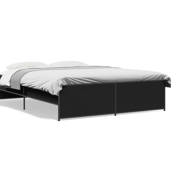 Bettgestell Schwarz 140x200 cm Holzwerkstoff und Metall