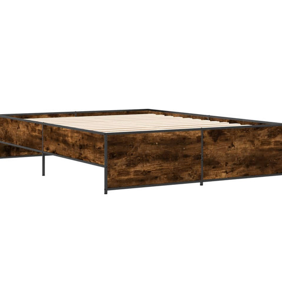 Bettgestell Räuchereiche 140x200 cm Holzwerkstoff und Metall