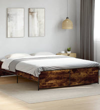 Bettgestell Räuchereiche 140x200 cm Holzwerkstoff und Metall