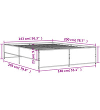 Bettgestell Räuchereiche 140x200 cm Holzwerkstoff und Metall