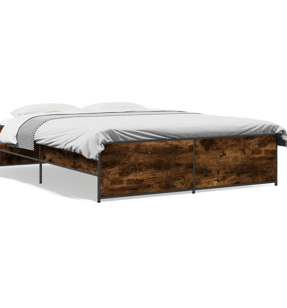 Bettgestell Räuchereiche 140x200 cm Holzwerkstoff und Metall