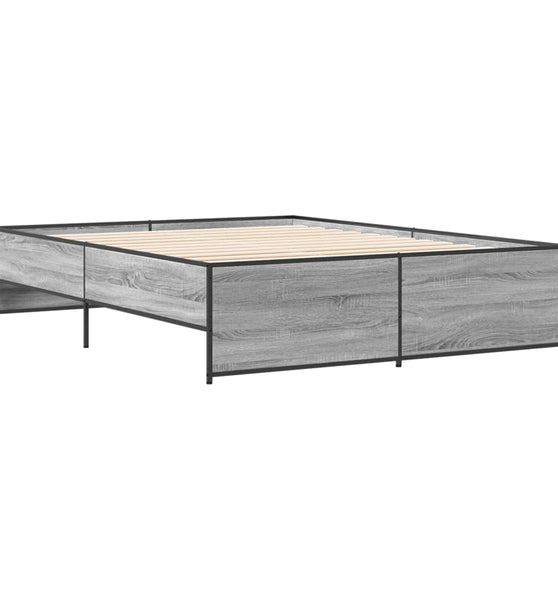 Bettgestell Grau Sonoma 140x200 cm Holzwerkstoff und Metall