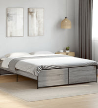 Bettgestell Grau Sonoma 140x200 cm Holzwerkstoff und Metall