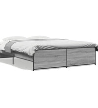 Bettgestell Grau Sonoma 140x200 cm Holzwerkstoff und Metall