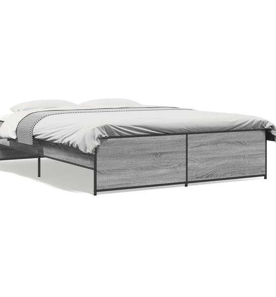Bettgestell Grau Sonoma 140x200 cm Holzwerkstoff und Metall