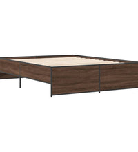 Bettgestell Braun Eichen-Optik 140x200 cm Holzwerkstoff Metall