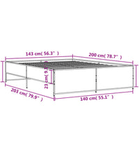 Bettgestell Braun Eichen-Optik 140x200 cm Holzwerkstoff Metall