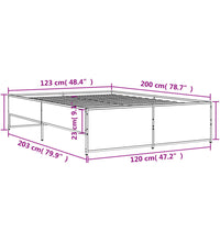 Bettgestell Sonoma-Eiche 120x200 cm Holzwerkstoff und Metall