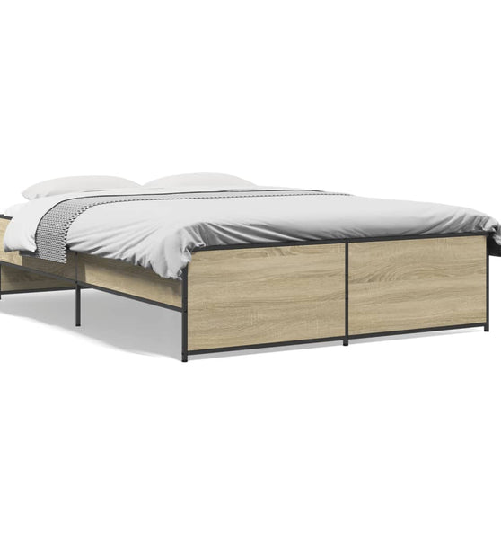 Bettgestell Sonoma-Eiche 120x200 cm Holzwerkstoff und Metall