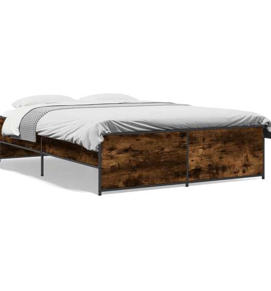 Bettgestell Räuchereiche 120x200 cm Holzwerkstoff und Metall
