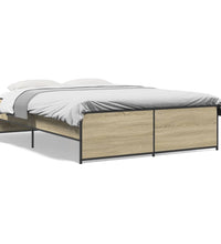 Bettgestell Sonoma-Eiche 140x190 cm Holzwerkstoff und Metall