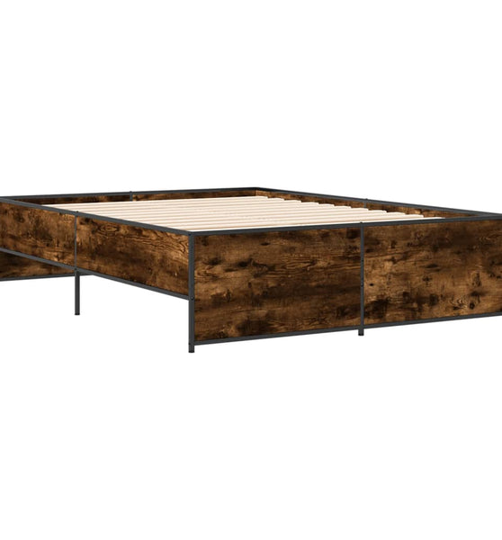 Bettgestell Räuchereiche 140x190 cm Holzwerkstoff und Metall