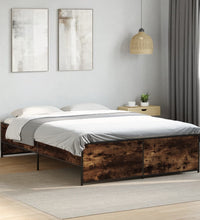 Bettgestell Räuchereiche 140x190 cm Holzwerkstoff und Metall