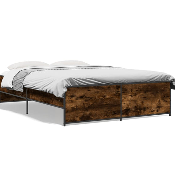 Bettgestell Räuchereiche 140x190 cm Holzwerkstoff und Metall