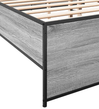 Bettgestell Grau Sonoma 140x190 cm Holzwerkstoff und Metall