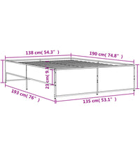 Bettgestell Schwarz 135x190 cm Holzwerkstoff und Metall