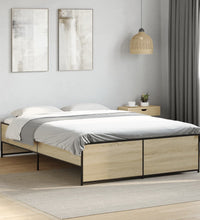 Bettgestell Sonoma-Eiche 135x190 cm Holzwerkstoff und Metall