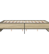 Bettgestell Sonoma-Eiche 135x190 cm Holzwerkstoff und Metall