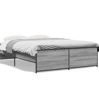 Bettgestell Grau Sonoma 135x190 cm Holzwerkstoff und Metall