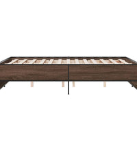 Bettgestell Braun Eichen-Optik 135x190 cm Holzwerkstoff Metall