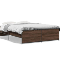 Bettgestell Braun Eichen-Optik 135x190 cm Holzwerkstoff Metall
