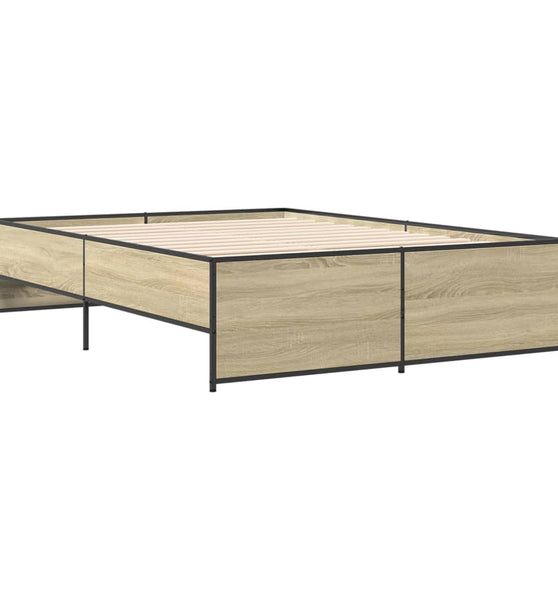 Bettgestell Sonoma-Eiche 120x190 cm Holzwerkstoff und Metall