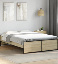 Bettgestell Sonoma-Eiche 120x190 cm Holzwerkstoff und Metall