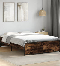 Bettgestell Räuchereiche 120x190 cm Holzwerkstoff und Metall