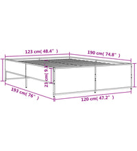 Bettgestell Räuchereiche 120x190 cm Holzwerkstoff und Metall