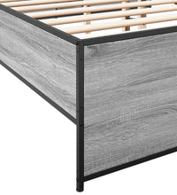 Bettgestell Grau Sonoma 120x190 cm Holzwerkstoff und Metall