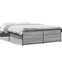 Bettgestell Grau Sonoma 120x190 cm Holzwerkstoff und Metall
