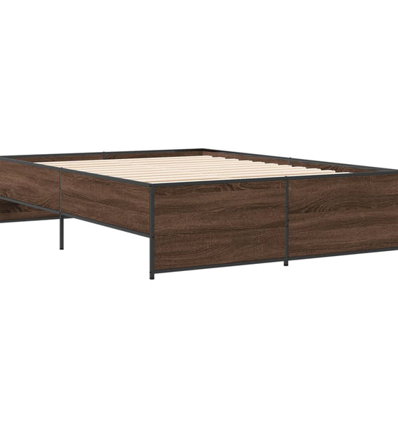 Bettgestell Braun Eichen-Optik 120x190 cm Holzwerkstoff Metall