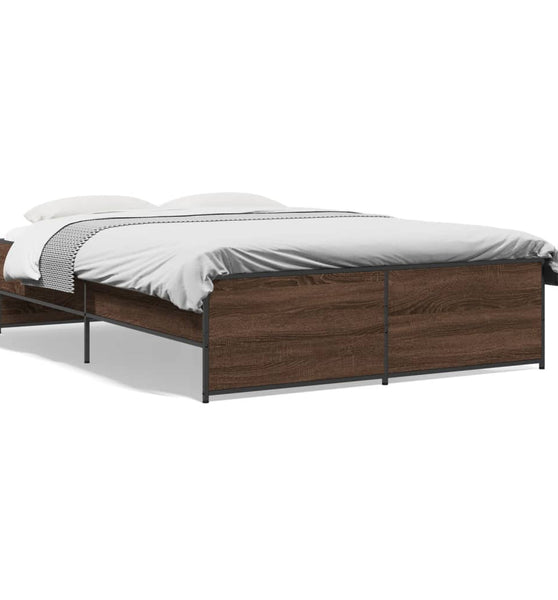 Bettgestell Braun Eichen-Optik 120x190 cm Holzwerkstoff Metall
