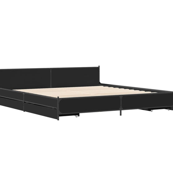 Bettgestell mit Schubladen Schwarz 200x200 cm Holzwerkstoff