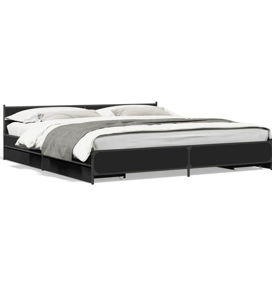 Bettgestell mit Schubladen Schwarz 200x200 cm Holzwerkstoff