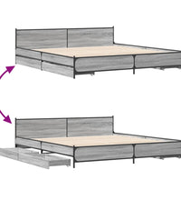 Bettgestell mit Schubladen Grau Sonoma 200x200cm Holzwerkstoff