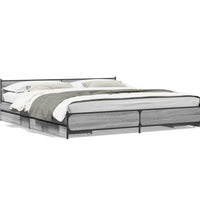 Bettgestell mit Schubladen Grau Sonoma 200x200cm Holzwerkstoff