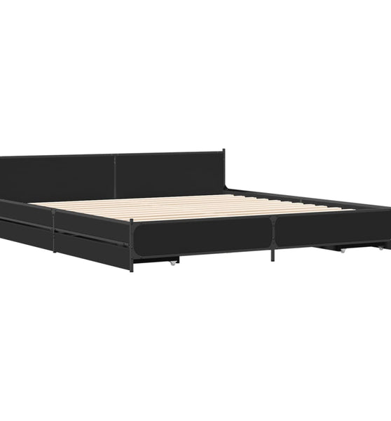 Bettgestell mit Schubladen Schwarz 180x200 cm Holzwerkstoff