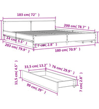 Bettgestell mit Schubladen Schwarz 180x200 cm Holzwerkstoff