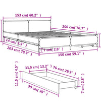 Bettgestell mit Schubladen Schwarz 150x200 cm Holzwerkstoff